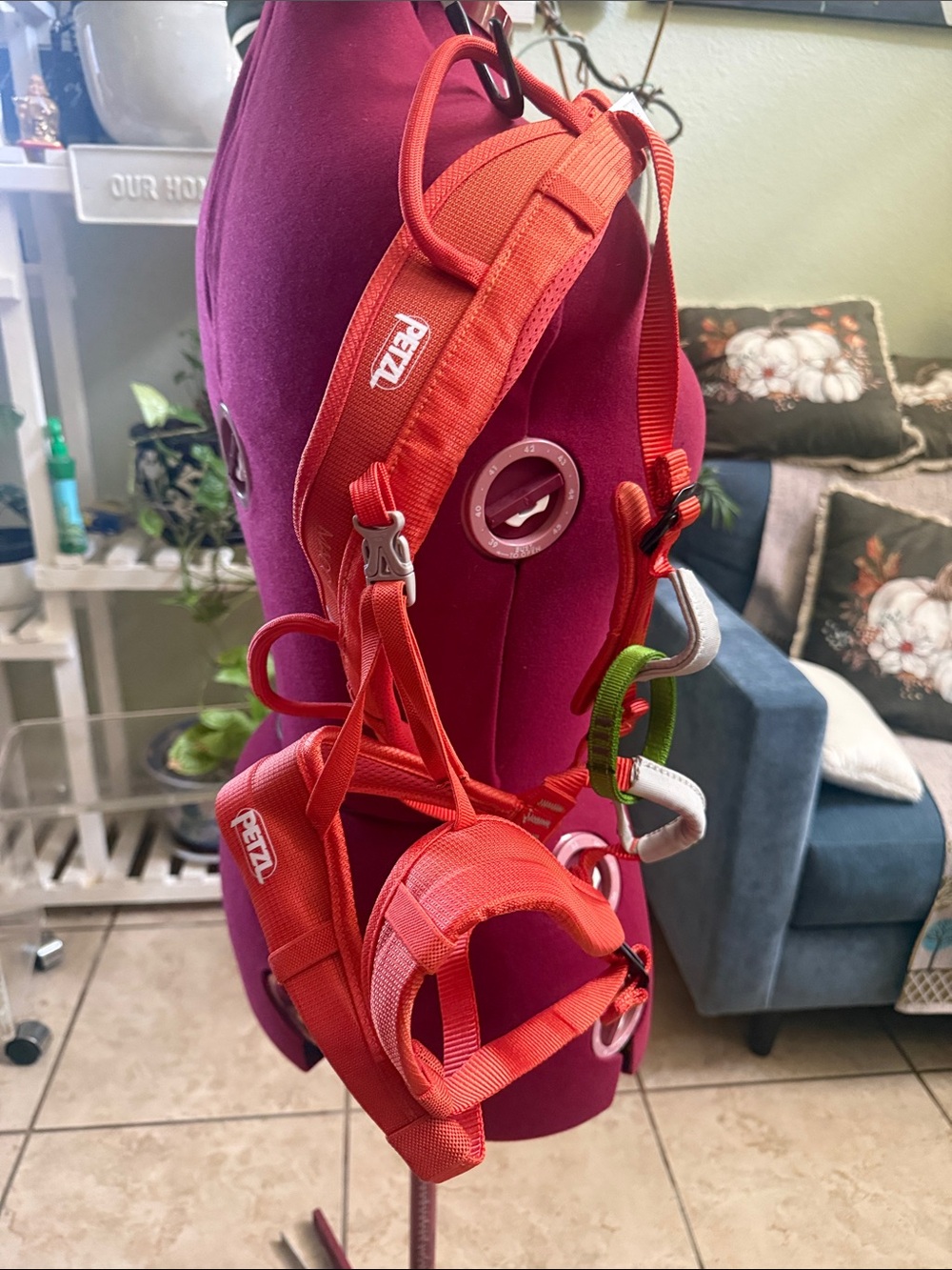 Petzl MACCHU Orange Climbing Harness for Kids with Adjustable Straps.